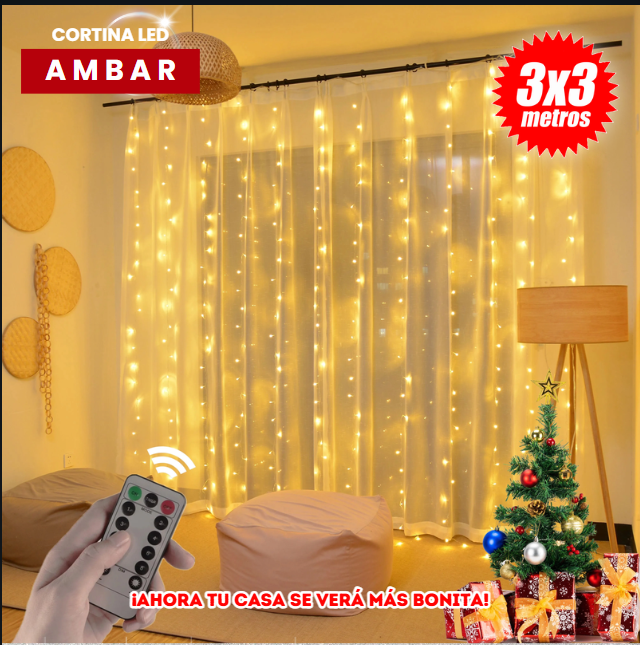 CORTINA DE LUCES 3x3 MULTICOLOR