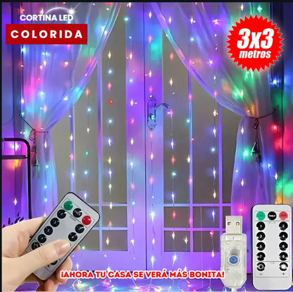 CORTINA DE LUCES 3x3 MULTICOLOR